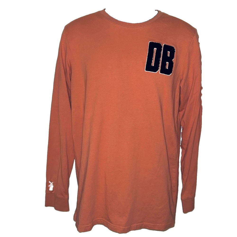 Dutch Bros Coffee Pumpkin Orange Chenille Varsity Patch Long Sleeve Shirt L Tee